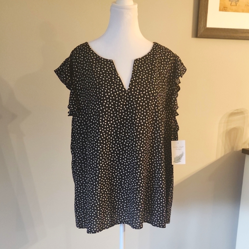 Black and White Polka Dot Women's Top